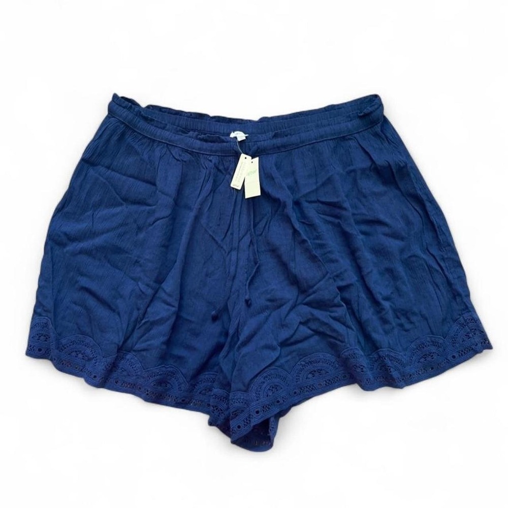 Aerie Navy Blue Flowy Shorts w/ Lace Size XL Sleepwear Boho Preppy